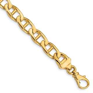 14K 9mm Hand Polished Fancy Anchor Link with Fancy Lobster Clasp Chain (per inch)