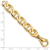 14K 10.3mm Yellow Gold Hand Polished Fancy Anchor Link Bracelet with Fancy Lobster Clasp, 8" view 3