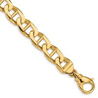 14K 10.3mm Yellow Gold Hand Polished Fancy Anchor Link Bracelet with Fancy Lobster Clasp, 8" view 1