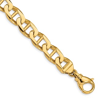 14K 10.3mm Hand Polished Fancy Anchor Link with Fancy Lobster Clasp Chain (per inch)
