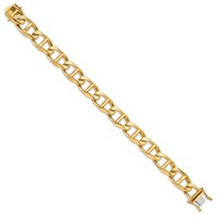 14K 12.5mm Yellow Gold Hand Polished Fancy Anchor Link Bracelet with Box Catch Clasp, 8" view 2