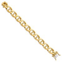 14K White Gold 12.5mm Hand Polished Fancy Anchor Link Bracelet with Box Catch Clasp, 8" view 2