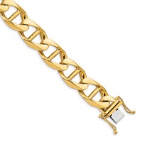 14K White Gold 12.5mm Hand Polished Fancy Anchor Link Bracelet with Box Catch Clasp, 8" view 1