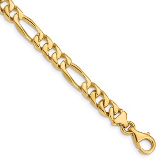 14K 7mm Hand Polished Figaro Link with Fancy Lobster Clasp Chain (per inch)