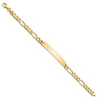 14K Yellow Gold Hand-polished Solid Chain Solid Plate Figaro Link 44x 8.5mm Plate ID Bracelet, 8" view 2