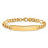 14K Yellow Gold Hand-polished Solid Chain Solid Plate Figaro Link 44x 8.5mm Plate ID Bracelet, 8" view 3