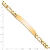 14K Yellow Gold Hand-polished Solid Chain Solid Plate Figaro Link 44x 8.5mm Plate ID Bracelet, 8" view 4