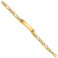 14K Yellow Gold Hand-polished Solid Chain Solid Plate Figaro Link 47x 9mm Plate ID Bracelet, 8" view 2