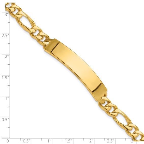 14k Hand-polished Solid Chain/Solid Plate Figaro Link 47x9mm Plate 8 inch ID Bracelet