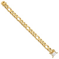 14K 8 Inch 10mm Hand Polished Figaro Link with Box Catch Clasp Bracelet view 2