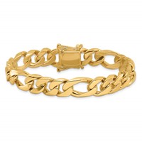 14K 8 Inch 10mm Hand Polished Figaro Link with Box Catch Clasp Bracelet view 3
