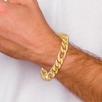14K 8 Inch 10mm Hand Polished Figaro Link with Box Catch Clasp Bracelet view 4