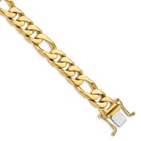 14K 8 Inch 10mm Hand Polished Figaro Link with Box Catch Clasp Bracelet view 1