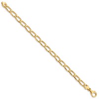 14K 5.9mm Yellow Gold Hand Polished Fancy Open Link Bracelet with Fancy Lobster Clasp, 7" view 2