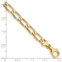 14K 5.9mm Yellow Gold Hand Polished Fancy Open Link Bracelet with Fancy Lobster Clasp, 7" view 4