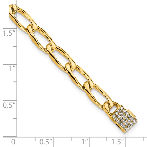 14k Hand-polished 5.9mm Open Link 1.65 carat Diamond Clasp 7 inch Bracelet