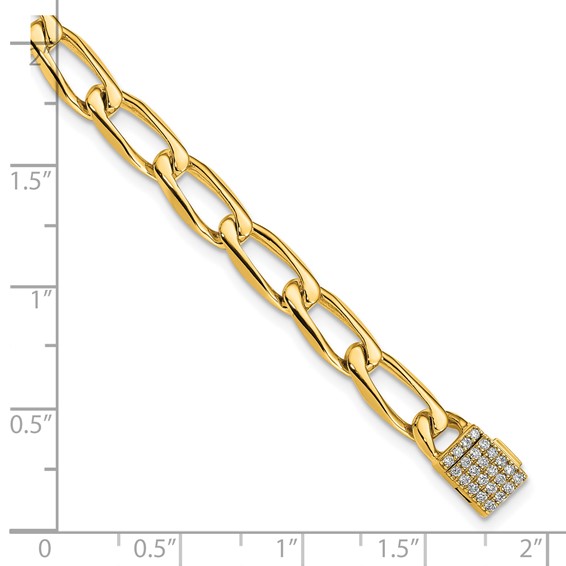 14k Hand-polished 5.9mm Open Link 1.65 carat Diamond Clasp 8 inch Bracelet