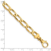 14K 6.5mm Yellow Gold Hand Polished Fancy Open Link Bracelet with Fancy Lobster Clasp, 7" view 3