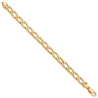 14K 8.5mm Yellow Gold Hand Polished Fancy Open Link Bracelet with Lobster Clasp, 8" view 2