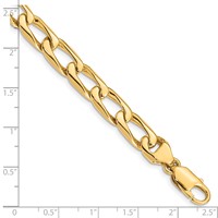 14K 8.5mm Yellow Gold Hand Polished Fancy Open Link Bracelet with Lobster Clasp, 8" view 3