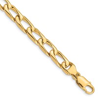 14K 8.5mm Yellow Gold Hand Polished Fancy Open Link Bracelet with Lobster Clasp, 8" view 1