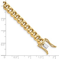 14K 7mm Yellow Gold Hand Polished Fancy Traditional Link Bracelet with Box Catch Clasp, 8.5" view 2