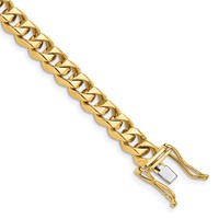 14K 7mm Yellow Gold Hand Polished Fancy Traditional Link Bracelet with Box Catch Clasp, 8.5" view 1