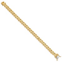 14K 8.5mm Yellow Gold Hand Polished Fancy Traditional Link Bracelet with Box Catch Clasp, 8.5" view 2