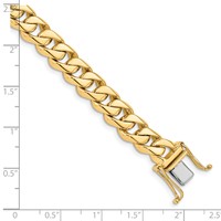 14K 8.5mm Yellow Gold Hand Polished Fancy Traditional Link Bracelet with Box Catch Clasp, 8.5" view 3