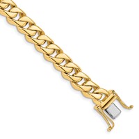 14K 8.5mm Yellow Gold Hand Polished Fancy Traditional Link Bracelet with Box Catch Clasp, 8.5" view 1