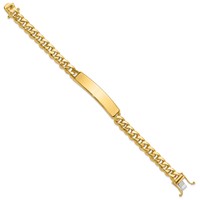 14K Yellow Gold Hand-polished Solid Chain Solid Plate Curb Link 44x 9mm Plate ID Bracelet, 8" view 2