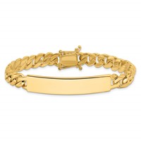 14K Yellow Gold Hand-polished Solid Chain Solid Plate Curb Link 44x 9mm Plate ID Bracelet, 8" view 3