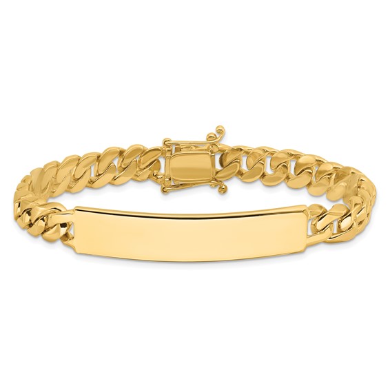 14k Hand-polished Solid Chain/Solid Plate Curb Link 44x9mm Plate 8 inch ID Bracelet