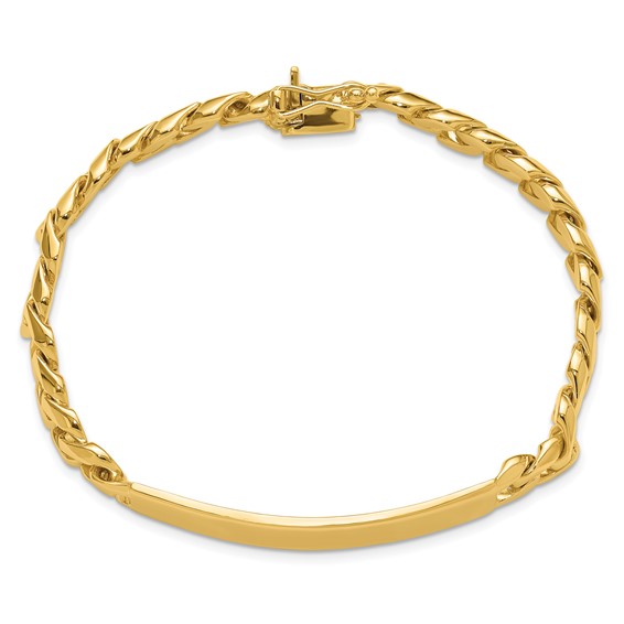 14k Hand-polished Solid Chain/Solid Plate Curb Link 44x9mm Plate 8 inch ID Bracelet