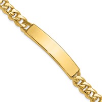 14K Yellow Gold Hand-polished Solid Chain Solid Plate Curb Link 44x 9mm Plate ID Bracelet, 8" view 1