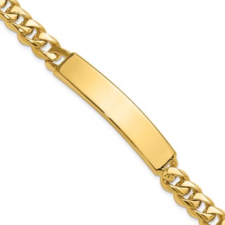 14k Hand-polished Solid Chain/Solid Plate Curb Link 44x9mm Plate 8 inch ID Bracelet
