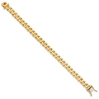 14K 8.6mm Yellow Gold Hand Polished Fancy Traditional Link Bracelet with Box Catch Clasp, 8.5" view 2