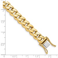 14K 8.6mm Yellow Gold Hand Polished Fancy Traditional Link Bracelet with Box Catch Clasp, 8.5" view 3