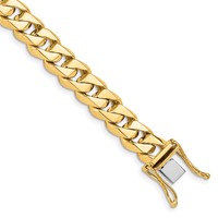 14K 8.6mm Yellow Gold Hand Polished Fancy Traditional Link Bracelet with Box Catch Clasp, 8.5" view 1