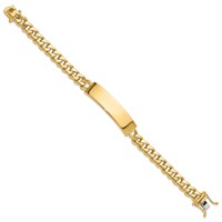14K Yellow Gold Hand-polished Solid Chain Solid Plate Curb Link 44x 12mm Plate ID Bracelet, 8" view 2