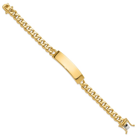 14k Hand-polished Solid Chain/Solid Plate Curb Link 44x12mm Plate 8 inch ID Bracelet