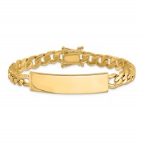 14K Yellow Gold Hand-polished Solid Chain Solid Plate Curb Link 44x 12mm Plate ID Bracelet, 8" view 3