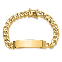 14K Yellow Gold Hand-polished Solid Chain Solid Plate Curb Link 44x 12mm Plate ID Bracelet, 8" view 4