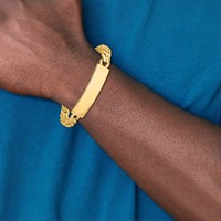 14K Yellow Gold Hand-polished Solid Chain Solid Plate Curb Link 44x 12mm Plate ID Bracelet, 8" view 5