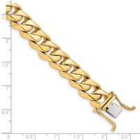 14K 11mm Yellow Gold Hand Polished Fancy Traditional Link Bracelet with Box Catch Clasp, 8" view 3