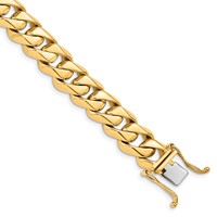 14K 11mm Yellow Gold Hand Polished Fancy Traditional Link Bracelet with Box Catch Clasp, 8" view 1