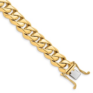 14K 11mm Hand Polished Fancy Traditional Link with Box Catch Clasp Chain (per inch)