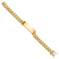 14K Yellow Gold Hand-polished Solid Chain Solid Plate Curb Link 48x 14mm Plate ID Bracelet, 8" view 2