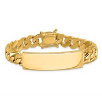 14K Yellow Gold Hand-polished Solid Chain Solid Plate Curb Link 48x 14mm Plate ID Bracelet, 8" view 3