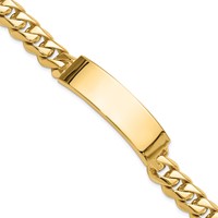 14K Yellow Gold Hand-polished Solid Chain Solid Plate Curb Link 48x 14mm Plate ID Bracelet, 8" view 1